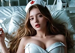 Nice nurse got ravage by thick boner at the sick sofa (AI vid)