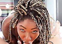 Hot black chick giving hawt pov blowjobs
