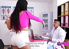 Brazilian hotwife deep-throats her doctor during a private exam