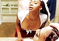 Submissive ebony girl gets fucked in front of the mirror