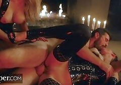 Sexy Blonde Brings Her Husband A Masked Surprise