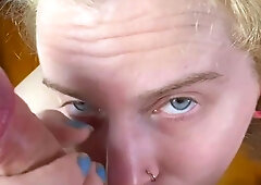 Warning Fantastic blonde big cock blowjob and cumshot