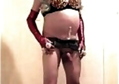 Pink haired slut in white biker boots