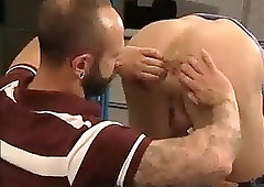 Three muscled,dudes fuck