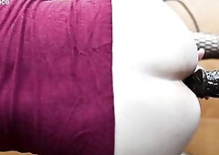 Ebony large sex tool in pleasing booty