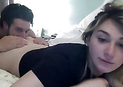 Chubby blond shemale getting ass and cock licked