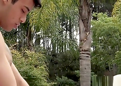Fit Latinos Bareback Fucking Near The Pool
