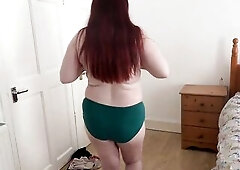 Wicked British Redhead Step Mama Undresses off Exposed in Leggings and underclothing stripping off bare
