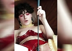 Whips and swift for this latex clothed youthful trans studs (FTM)