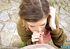 POV Public Deepthroat Blowjob - Hitchhiker Sucks Big Dick For Ride p2 - Busty Brunette Nicole Rae