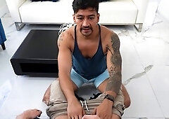 Hairy ass, spread eagle, uncut dick