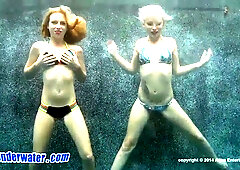 Taylor Whyte and Dani Desire share intimate underwater kisses before moving indoors for oral pleasure
