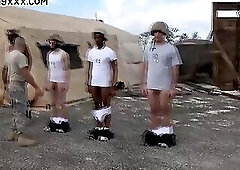 Black army bottom orgy fucked and facialized outdoor
