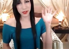 filthy shemale Teases And Wanks Her Clean bald cock