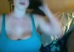 Shy girl getting horny and showing young huge boobs