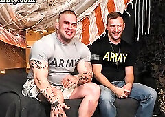 Sculpted army stud assrimmed by chiseled jock