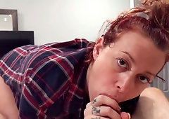 Lola Gives Quickie Blowjob In Plaid Flannel