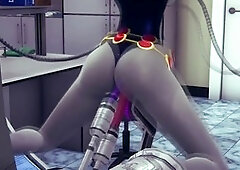 Raven gets caught in Cyborg's trap