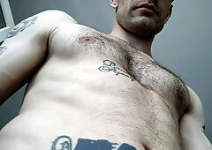 Displaying furry torso and uncircumcised lollipop