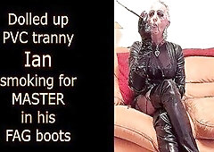Dolled up PVC transsexual Ian