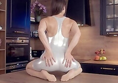 Shiny swimsuit fetish