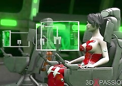 Earth orbit - a sex voyage. Sex in space station! cg dickgirl plays with a cute 