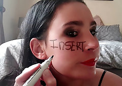 Slobber, body writing, faux-cock