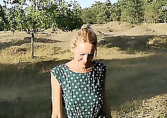- German MILF blows twice and creampied outdoors