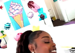 The ebony nymph Destiny Mira is getting her black booty fucked