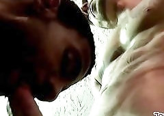 A hunky black guy shoves his cock deep into this white boy