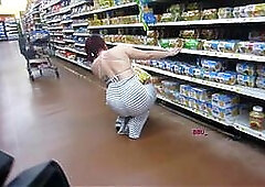 Candid sexy ugly girl showing off in a see-thru dress