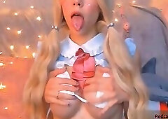 Blonde teen with Nice Tits Masturbating on Cam