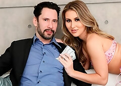 Sensual angel in stockings Paige Owens fucked by a long penis