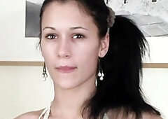 Sensual solo masturbation with a long-haired brunette Evey