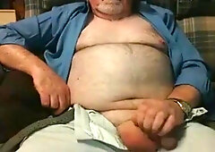 Hairy Grandpa Bear Strokes His Big Cock1