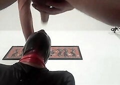 Bound up, ballgagged and hooded. Throated with no compassion and gulp cum