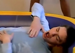 Cock loving twink doused in jock pee before asshole pounding