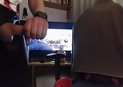 Playing With My Shaved Hard Cock