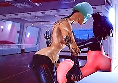 Cyber futanari dominates and drills her younger girlfriend