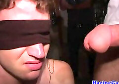 Blindfolded pledger assfucked in dark room