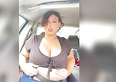 PLAYING WITH MY BAZOOKAS IN THE CAR/subscribe to my of