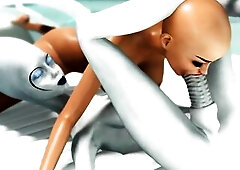 A hawt lustful gal gets banged by alien dickgirl in the sci-fi lab