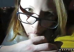 Amateur Nerdy Milf Displays Her Cocksucking Abilities I