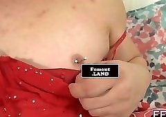 Dildoing chubby trans teases her ass