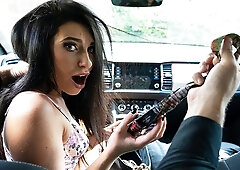 Blindfolded Lilly Bella is enjoying fucking with a big dick