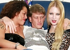 Tattooed German Hotties Share Jock in FFM Trio