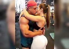 Large-bootied woman enjoying herself at the gym