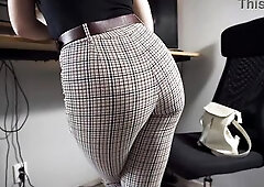 Office Secretary Teases Panty Line Untill Takes Off Panties