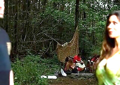 sexy british brunette hair screws in forest