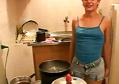 Slim blonde t-girl and a ripped dude enjoy mutual blowjobs